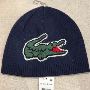 NWT - Lacoste Navy Blue Beanie